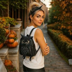 Camden Layne Black Owl Backpack